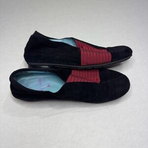 Thierry Rabotin Black Suede Loafers EU 37 Red Elastic Italy